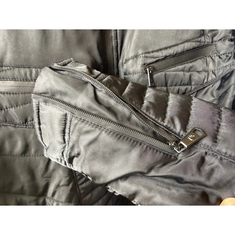 Fried Denim NYC Mens Black Quilted Puffer Moto‎ Jacket Detachable Hood XL